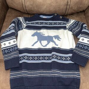 Gymboree Navy and White Horse Sweater